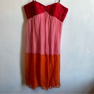 NWT strapless red pink and orange silk mini dress from Laundry by Design size 4